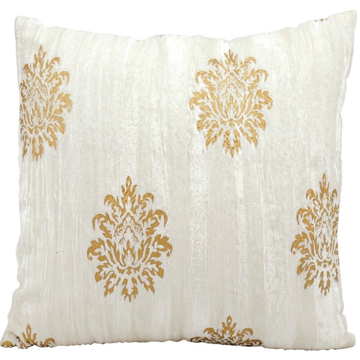 Gold Damask Velvet Throw Pillow - Image 0