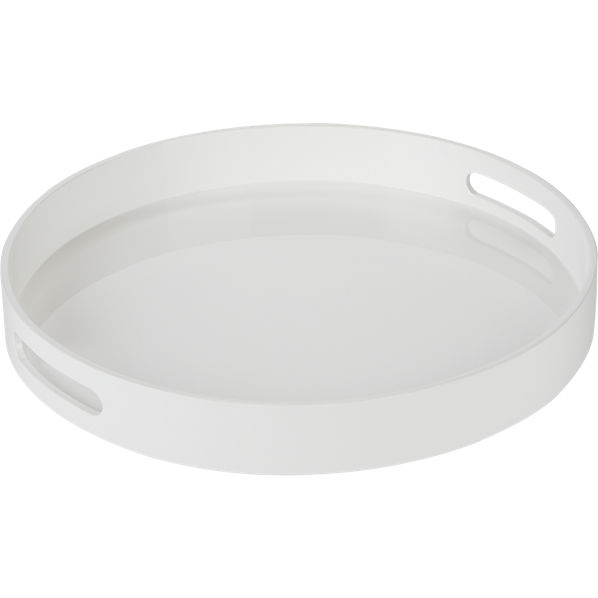 High-gloss round white tray - Image 0