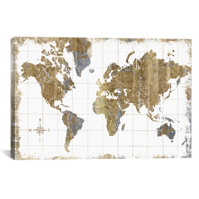 Gilded Map - 18" H x 26" W x 1.5" D - Unframed - Image 0