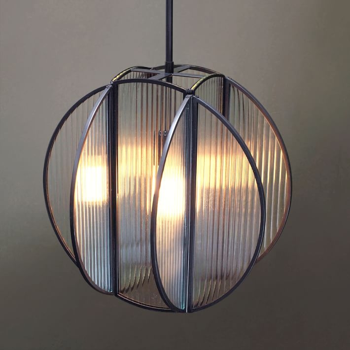 Industrial Textured Glass Pendant - Circle - Image 0
