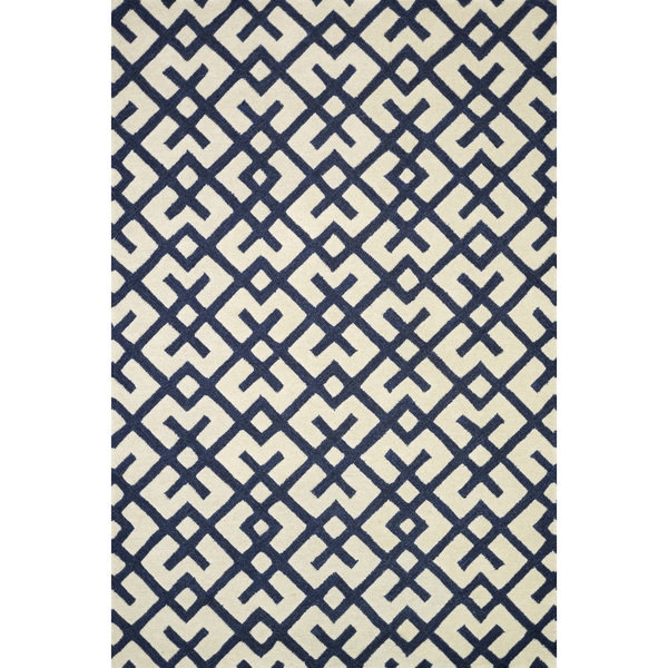 Hand-tufted Tatum Ivory/ Navy Wool Rug - Image 0