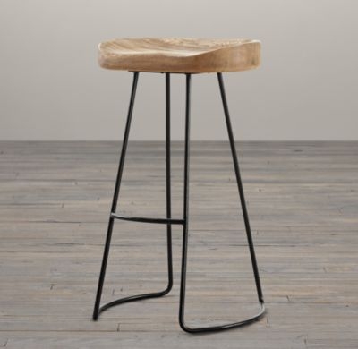 1950S OAK TRACTOR SEAT COUNTER STOOL - Image 0
