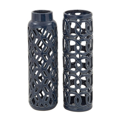 2 Piece Ceramic Vase Set - Dark Gray - Image 0