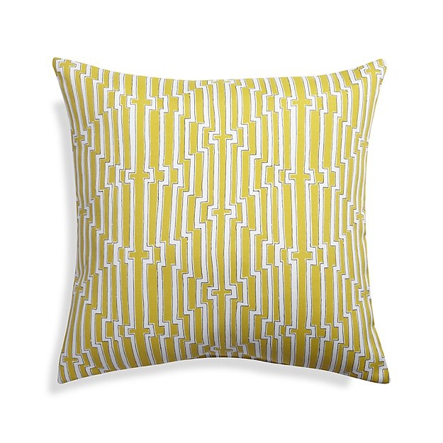 Maze 20" Sq. Yellow Outdoor Pillow-Insert included - Image 0