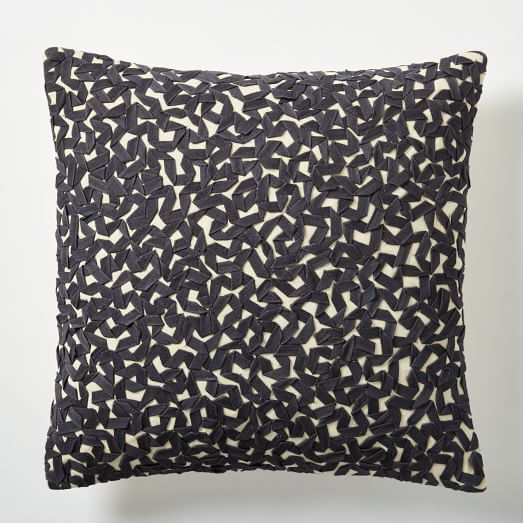 Twill Ribbon Maze Pillow Cover, 16"sq, Slate, No insert - Image 0