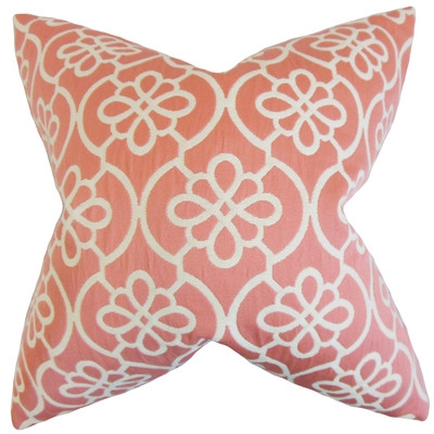 Indre Geometric Throw Pillow - Coral - 18" H x 18" W - Down/Feather Fill - Image 0