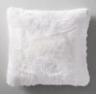 ULTRA FAUX FUR PILLOW COVER - WHITE - SQUARE- 22" sq.- Insert sold separately - Image 0