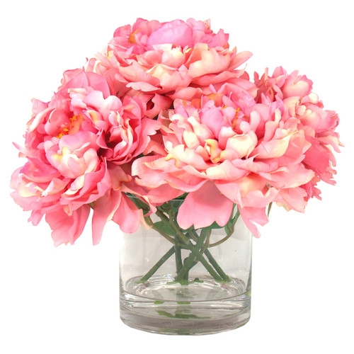 Echyngham Pink Peony in Acrylic Water Glass Vase - Image 0