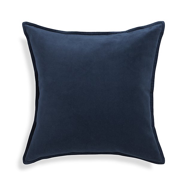 Brenner Indigo Blue 20" x 20" Velvet Pillow with Feather-Down Insert - Image 0