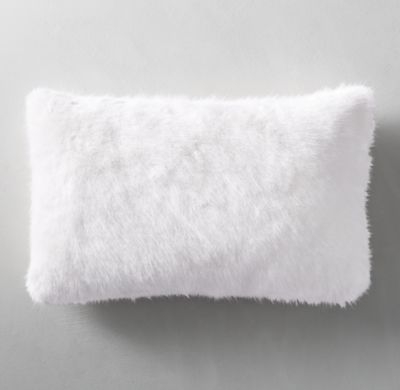 ULTRA FAUX FUR PILLOW COVER - WHITE - LUMBAR- 13" x 21"- insert sold separately - Image 0