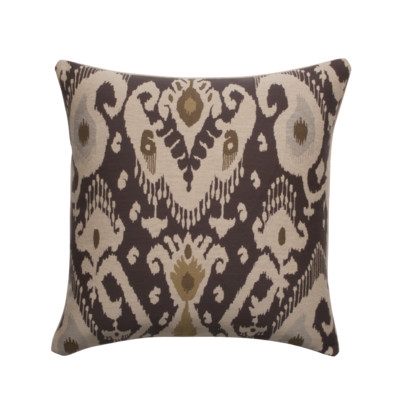 Ikat Designer Filled Woven Throw Pillow - Brown - 18sq. - Polyester/Polyfill; Eco-fill insert - Image 0