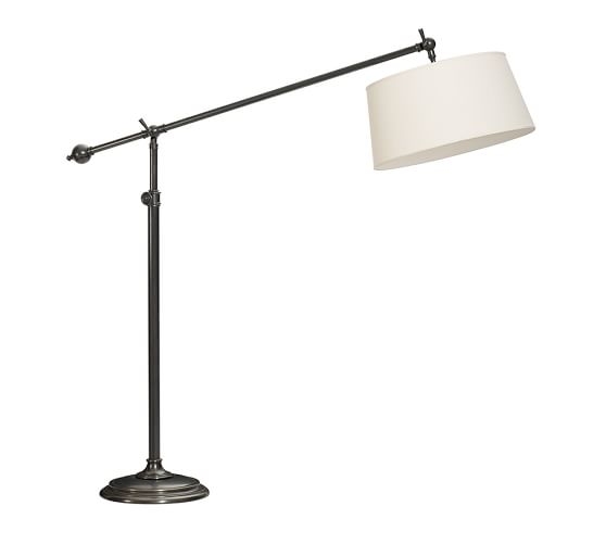 Chelsea Sectional Floor Lamp - Bronze - White Linen Shade - Image 0