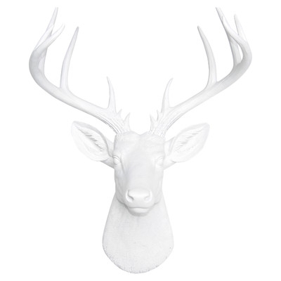 Faux Taxidermy Deer Head Wall DÃ©cor - White - Image 0