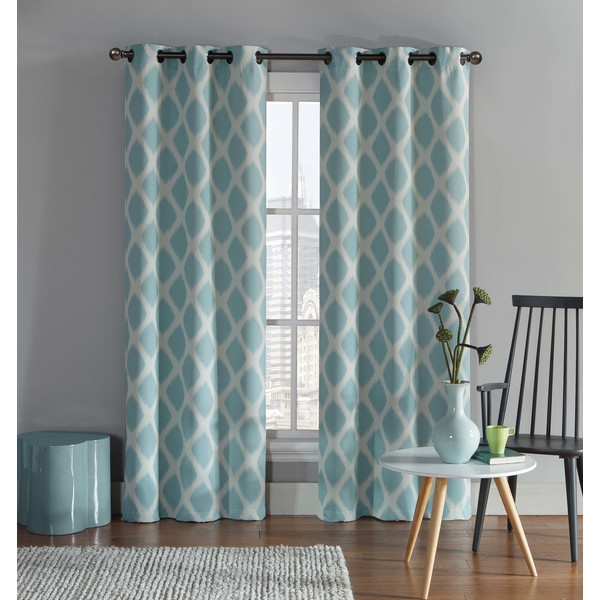 Tribeca Curtain Panel (Set of 2)-Aqua - Image 0