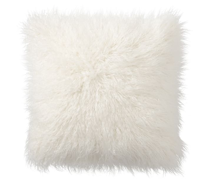 Mongolian Faux Fur Pillow Cover - 26x26 - Ivory - Insert Sold Separately - Image 0