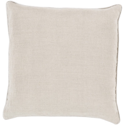 Franklin Bordered Linen Throw Pillow-18"x18"-Down Insert - Image 0