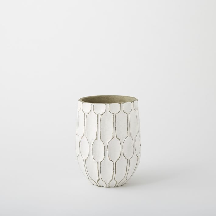 Linework Vase, Honeycomb, Short Wide Vase - White - Image 0