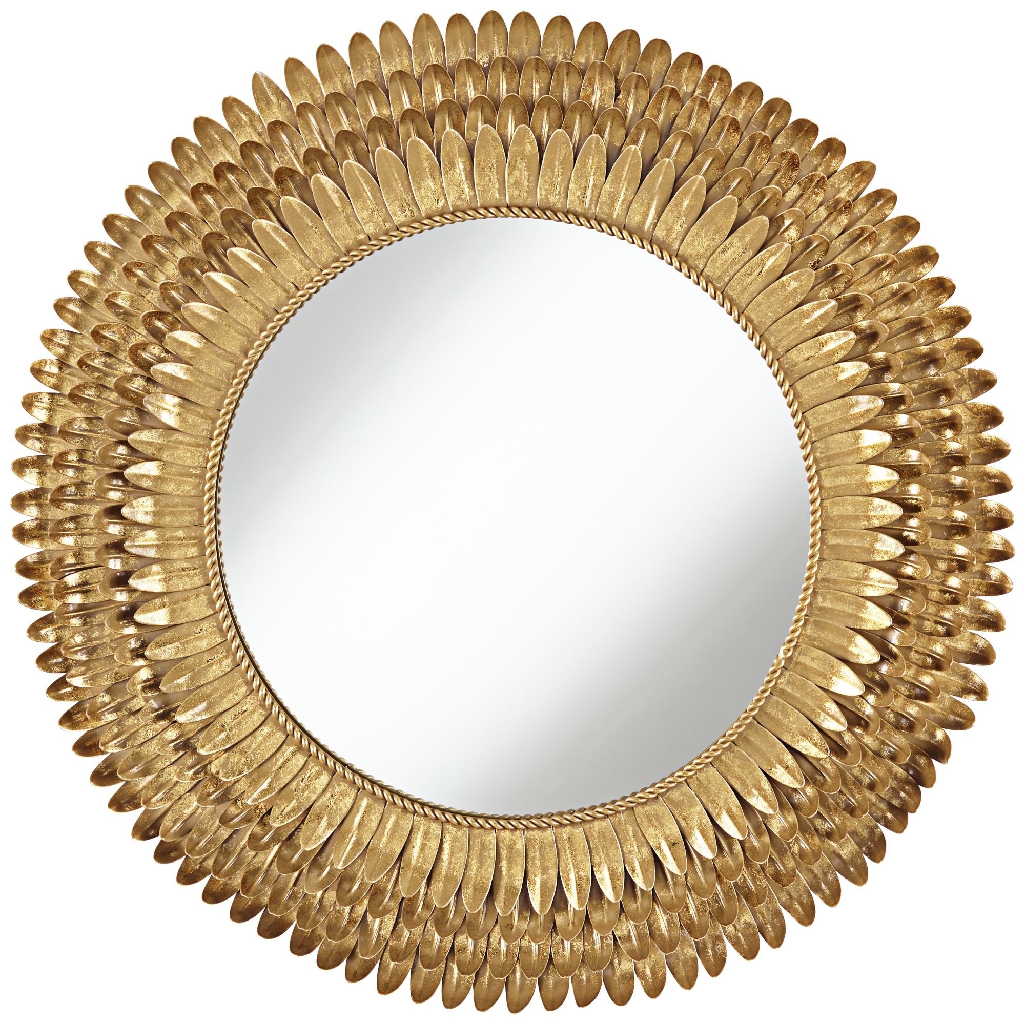 Rienzi Gold Metal Leaves 28" Round Wall Mirror - Image 0