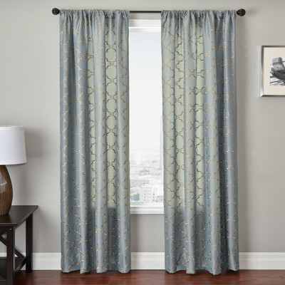Basso Curtain Panel in Antique Blue - 120"L x 54"W - Image 0