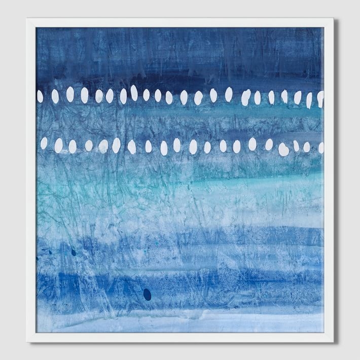 Sarah Campbell - Blue Strokes - Santiago - 20"x20" - Framed (White) - no mat - Image 0