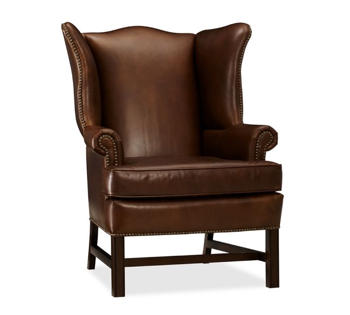 Thatcher Leather Wingback Chair - Cognac - Image 0