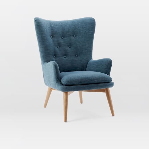 Niels Wing Chair - Regal Blue (Linen Weave) - Image 0