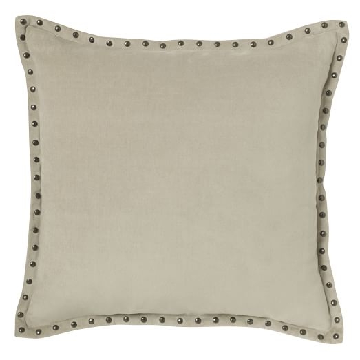 Studded Velvet Pillow Cover - Putty (20" Sq.)- Insert Sold Separately - Image 0