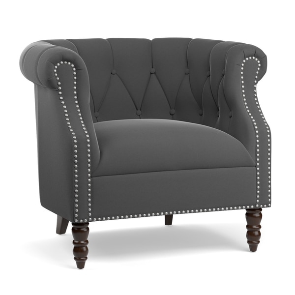 Portfolio Chesterfield Grey Velvet Arm Chair - Image 0