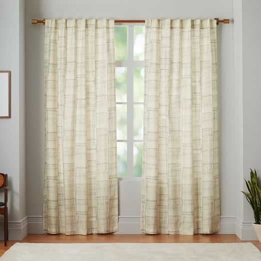 Cotton Canvas Etched Grid Curtain - Slate - Image 0