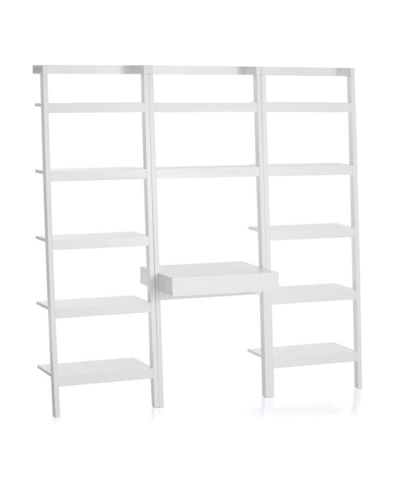 Sawyer White Leaning Desk with Two 24.5" Bookcases - Image 0