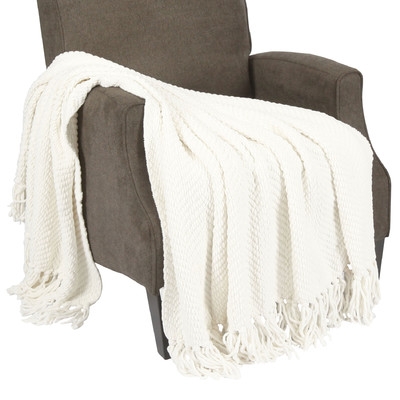Tweed Knitted Throw Blanket - Antique White - Image 0