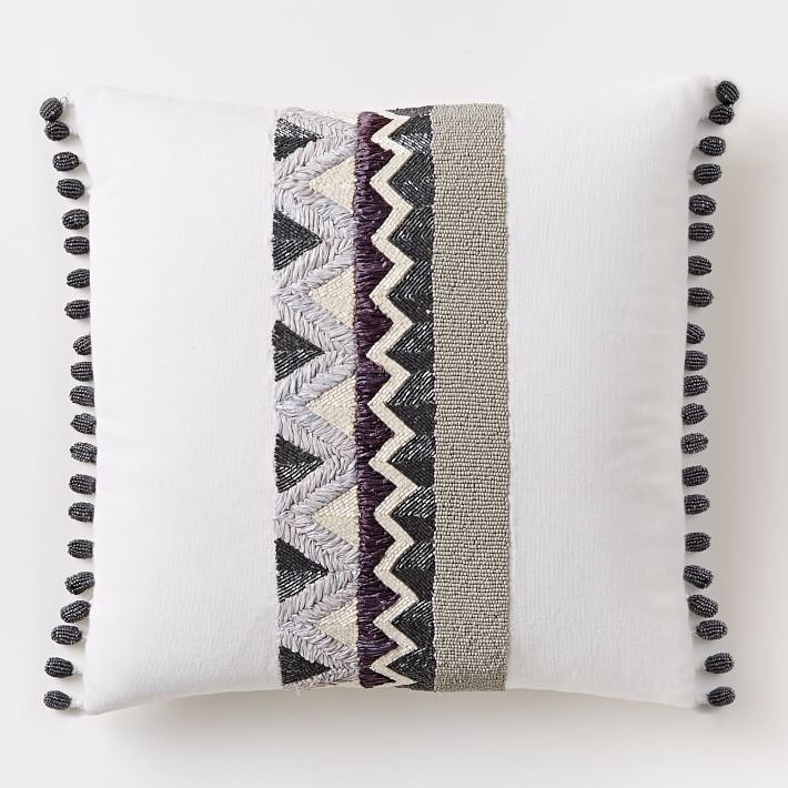 Zigzag Stripe Pillow Cover-  Frost Gray- 16"sq - Insert Sold Separately - Image 0