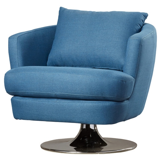 Sitton Fabric Swivel Club Chair - Blue - Image 0