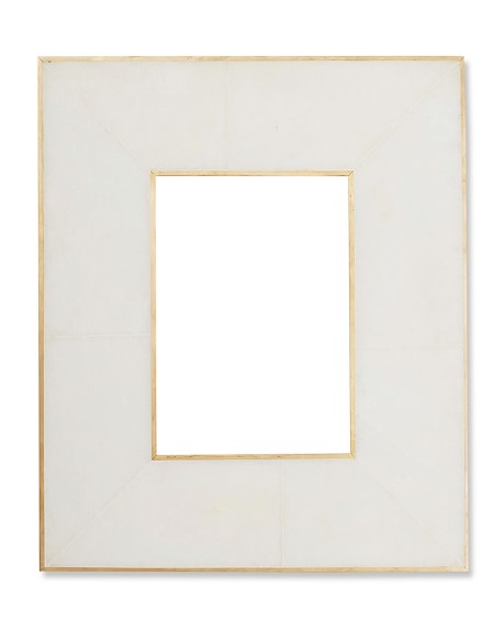 Brass Bordered Stone Picture Frame, White - 5" x 7" - Image 0