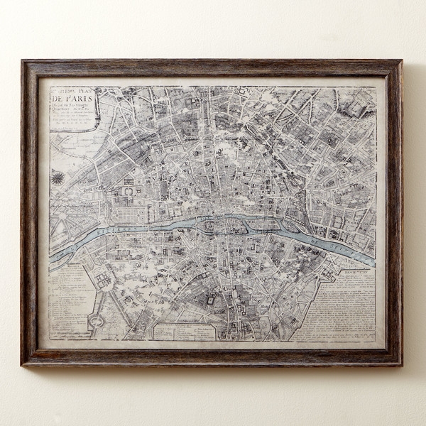 Sepia Paris Map Framed Print - 25" H x 31" W x 0.75" D - Image 0