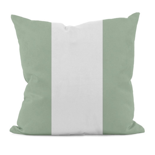 Stripe Vertical Throw Pillow- 16"-Margarita Green-Faux down insert - Image 0