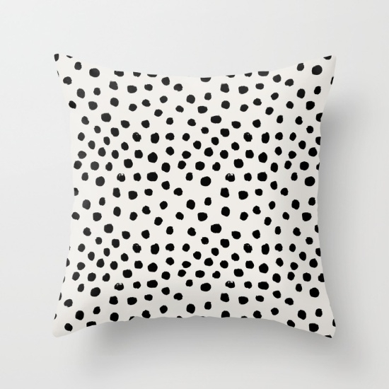 THROW PILLOW/ INDOOR COVER (16" X 16") BLACK/WHITE,  INSERT SOLD SEPARATELY - Image 0