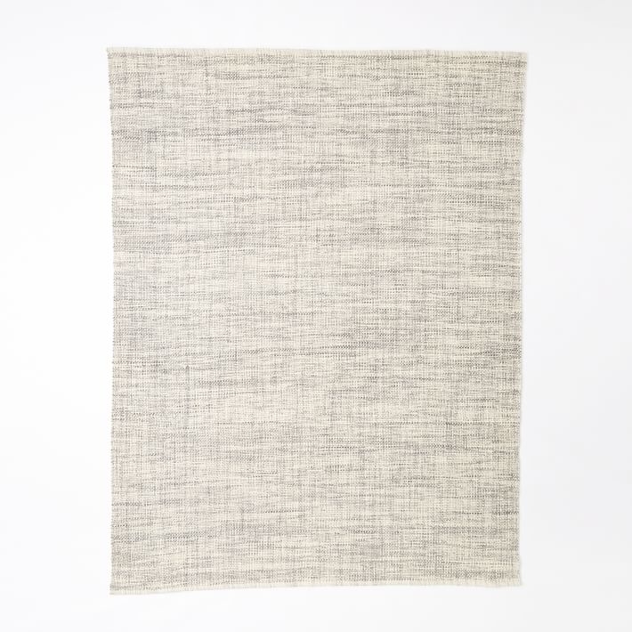 Mid-Century Heathered Basketweave Wool Rug - Steel - Image 0