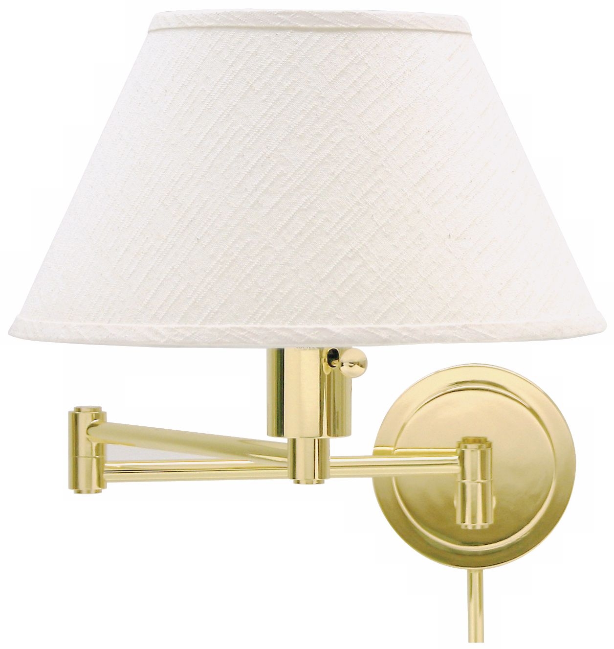 Brass Round Backplate Plug-In Swing Arm Wall Lamp - Image 0