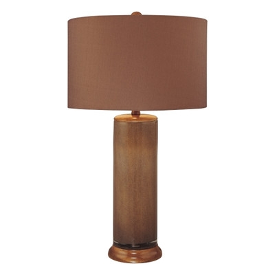 28" H Table Lamp with Drum Shade-Dark Brown - Image 0