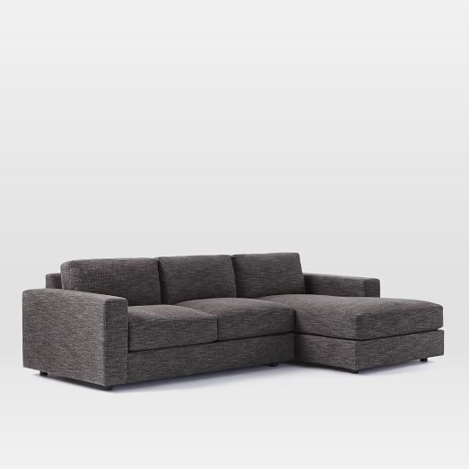Urban Right Chaise 2-Piece Sectional - Small, Heathered Tweed, Charcoal - Image 0