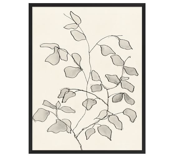 Charcoal Leaves Print - 24.5" x 31.5" - Matte Black Frame without Mat - Image 0