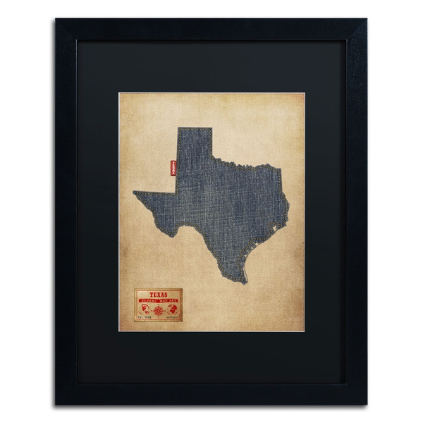 Texas Map Denim Jeans Style' 20x16 framed - Image 0