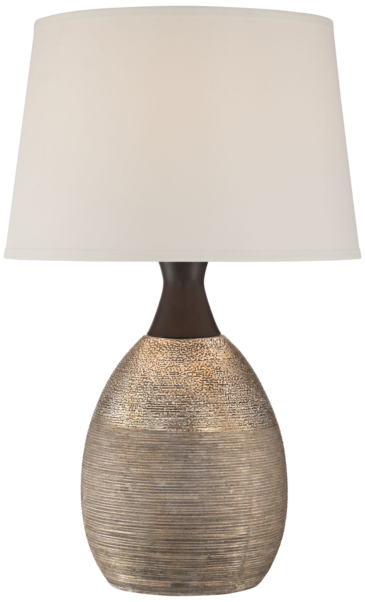 Leyna Textured Brown Ceramic Table Lamp - Image 0