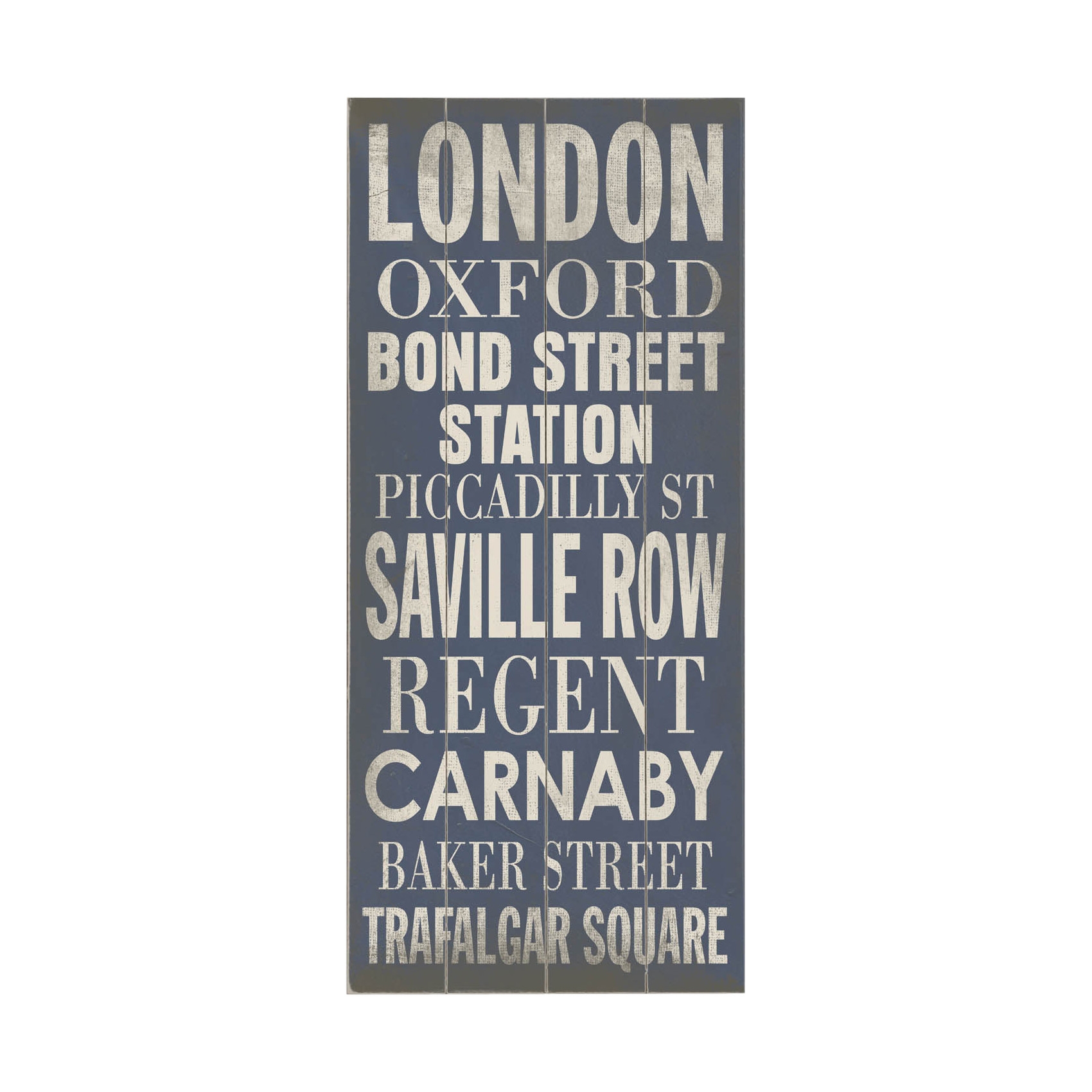 London Transit Textual Art Plaque - 24" H x 10" W x 0.875" D - Unframed - Image 0