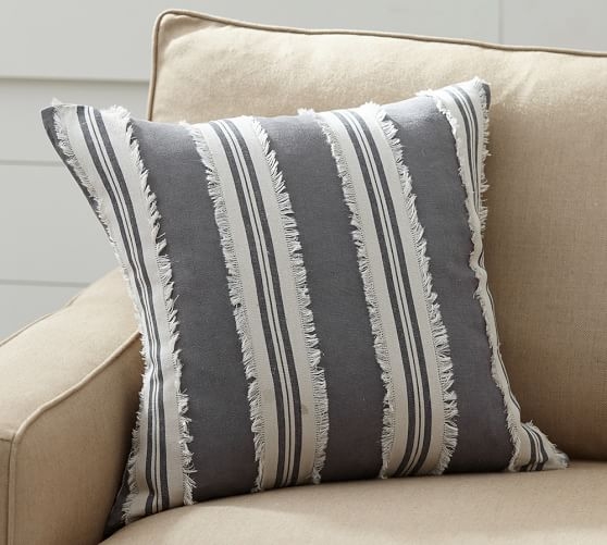 AppliquÃ© Stripe Pillow Cover- 20" sq- Insert sold separately. - Image 0