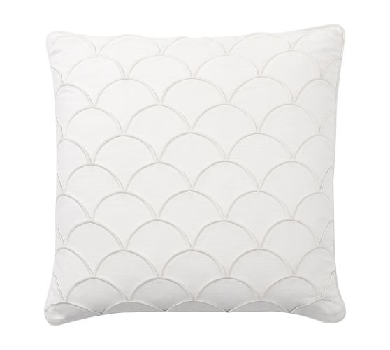 Scallop Embroidered Pillow Cover - 24sq.- White - Insert Sold Separately - Image 0