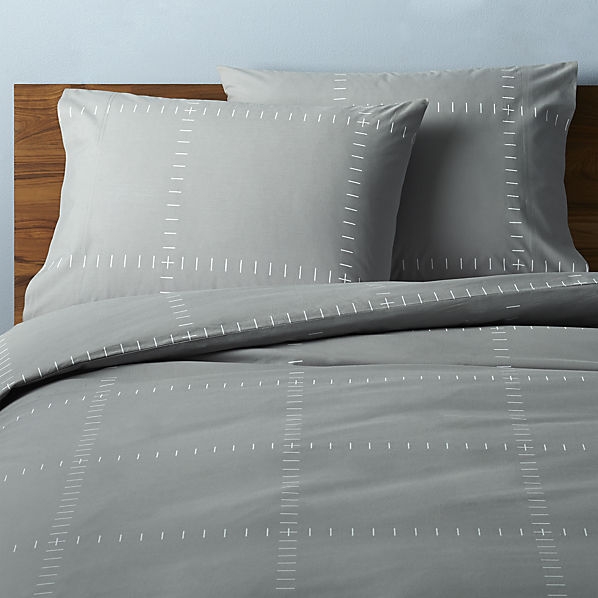 Set of 2 SAIC origin grid grey standard pillowcases - Image 0