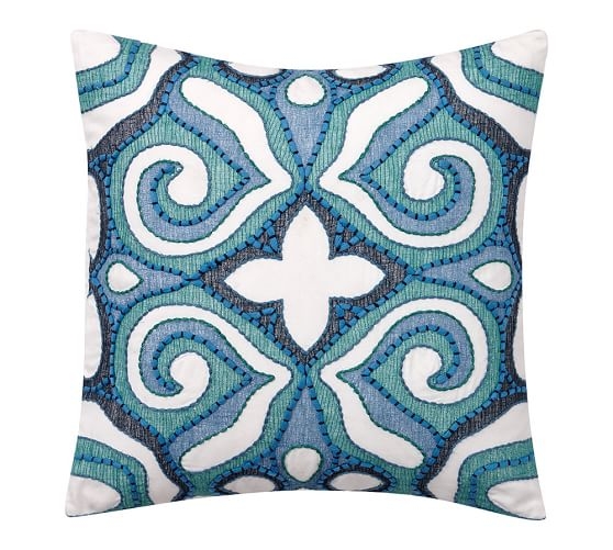 ATHENA EMBROIDERED PILLOW COVER - COOL MULTI - 20" sq - Insert Sold Separately - Image 0