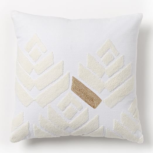 Flower Buds Pillow Cover - Stone White/Gold- 18" x 18" insert sold separately - Image 0